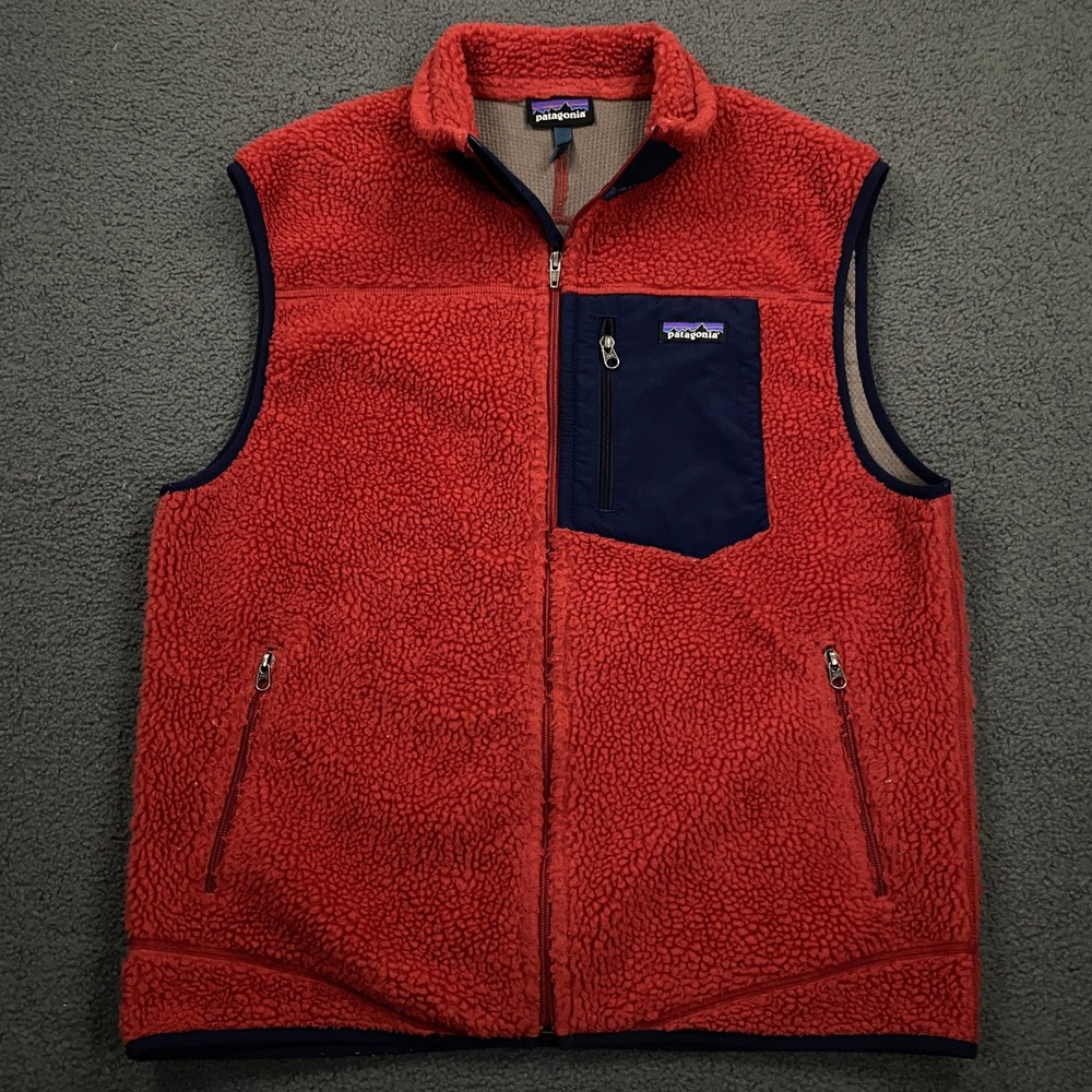 Patagonia Retro X Fleece Vest FITS as Mens Large Red Deep Pile Sherpa Classic